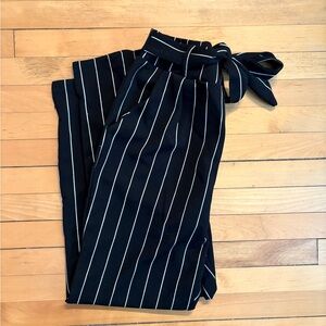 Streetwear Society Black and White Pinstripe Cropped Pants